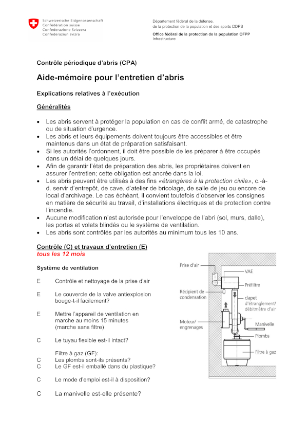 Aide-mémoire pour l'entretien d'abris