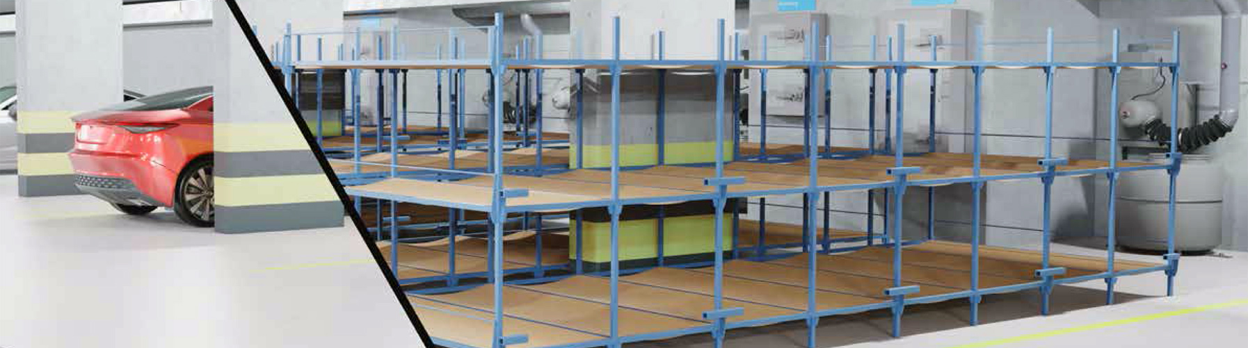 Un parking souterrain servant d'abri public Un parking souterrain servant d'abri public